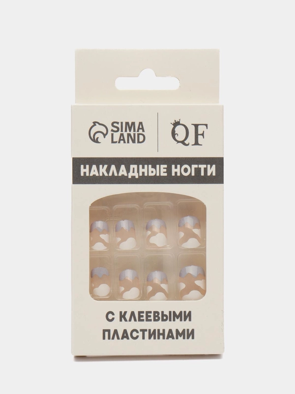 Накладные ногти "Облако", форма мягкий квадрат, с клеевыми пластинами, 12 штук