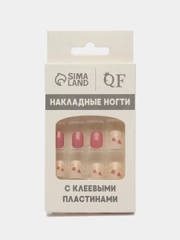 Накладные ногти Flourish, форма мягкий квадрат, с клеевыми пластинами, 12 штук