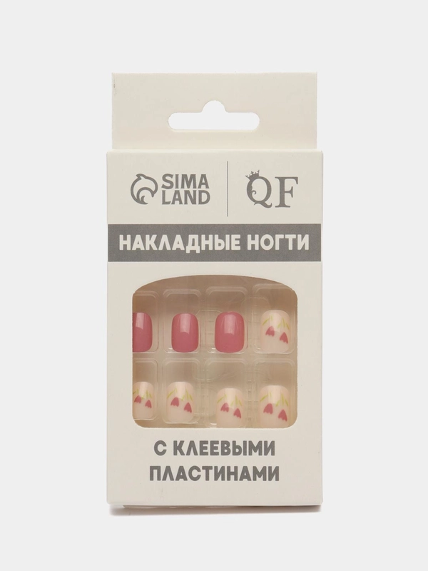 Накладные ногти Flourish, форма мягкий квадрат, с клеевыми пластинами, 12 штук
