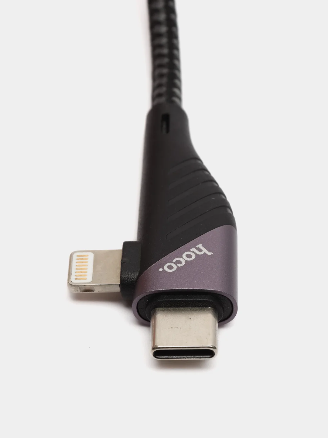 Черный кабель USB, Type-C - 8 pin, Type-C HOCO U95, 1.2м, 2.4A, 20Вт УНИКАЛЬНЫЙ Г-образный КАБЕЛЬ