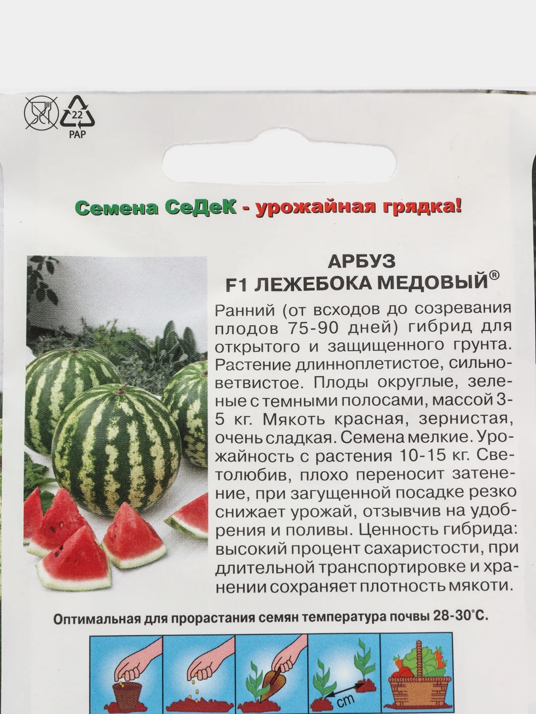 Арбуз Лежебока Медовый F1 1г (СеДеК)