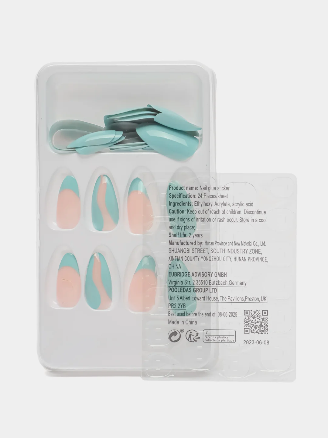 Накладные ногти Freshness, форма миндаль, с клеевыми пластинами, 24 штуки