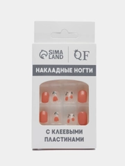Накладные ногти Flower, форма мягкий квадрат, с клеевыми пластинами, 12 штук