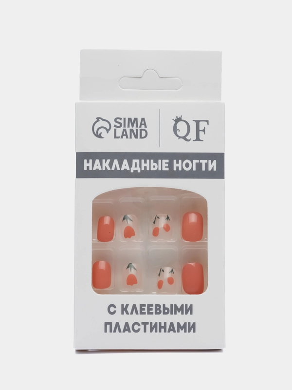 Накладные ногти Flower, форма мягкий квадрат, с клеевыми пластинами, 12 штук
