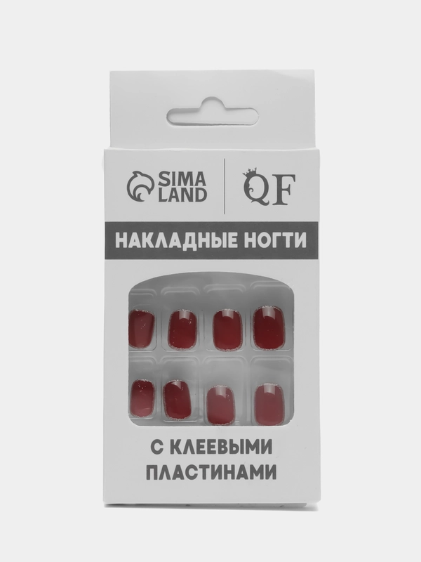 Накладные ногти Wine, форма мягкий квадрат, с клеевыми пластинами, 12 штук