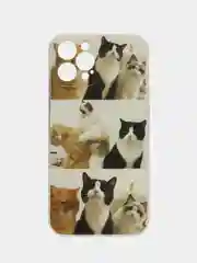 Черный чехол для iPhone 11 12 13 14 15 Pro Max 7 8 XR X XS Plus с принтом айфон прозрачный коты