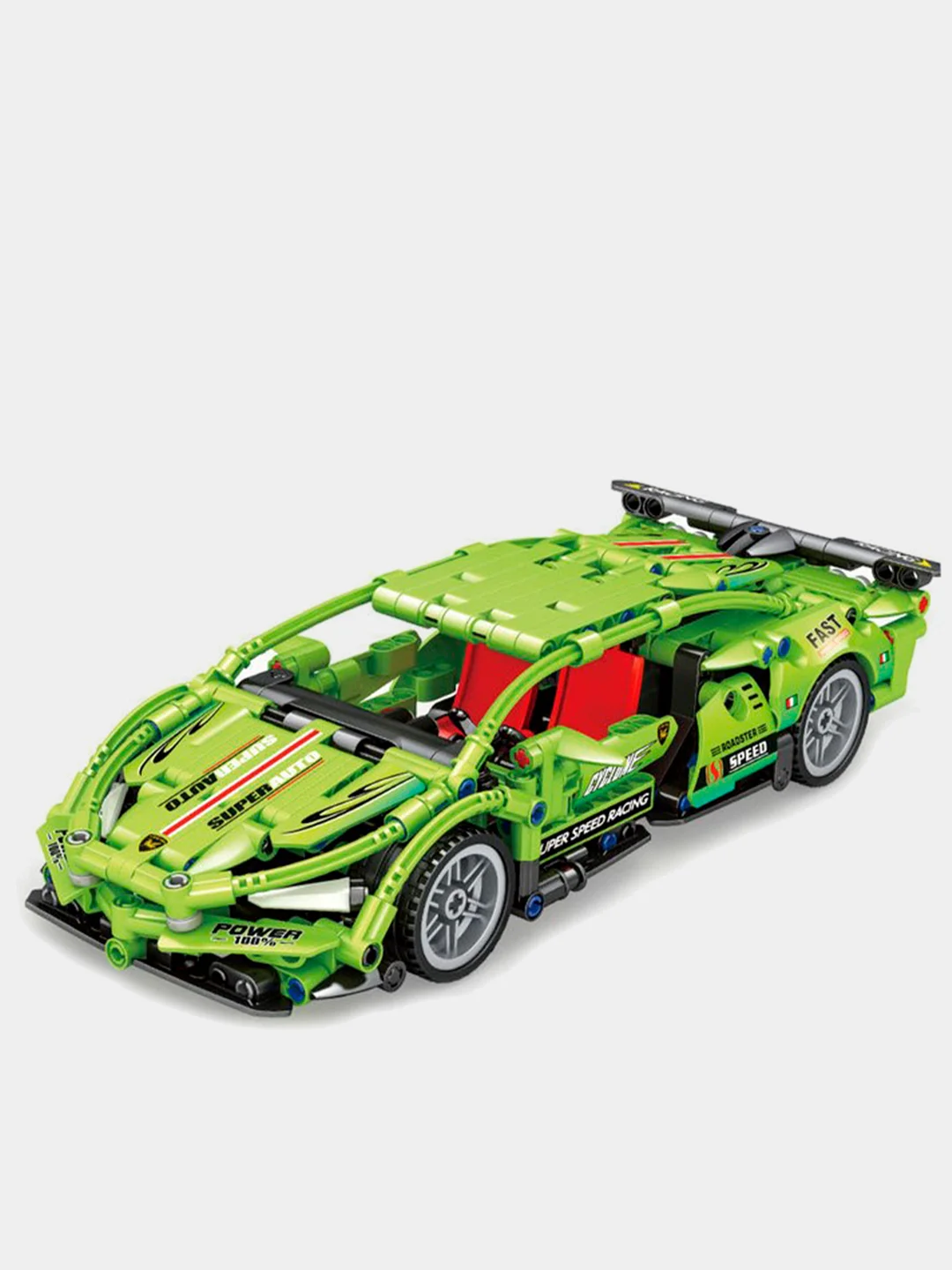Зеленый конструктор-техник "Technique Car" с инерционным механизмом
