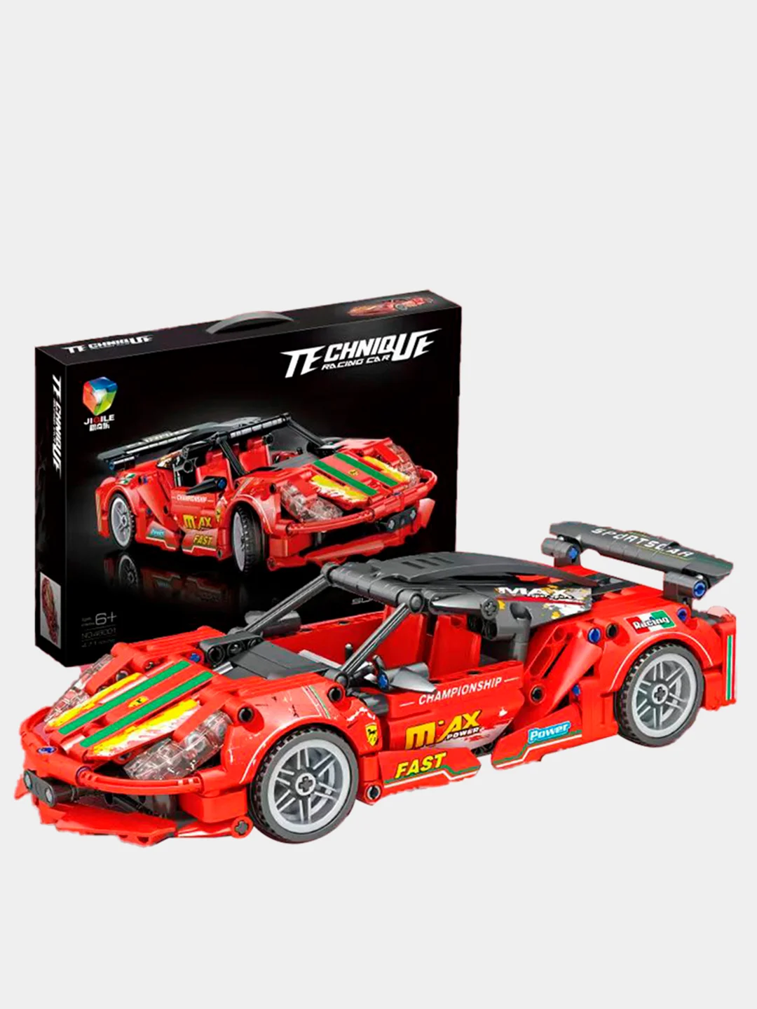Красный конструктор-техник "Technique Car" с инерционным механизмом