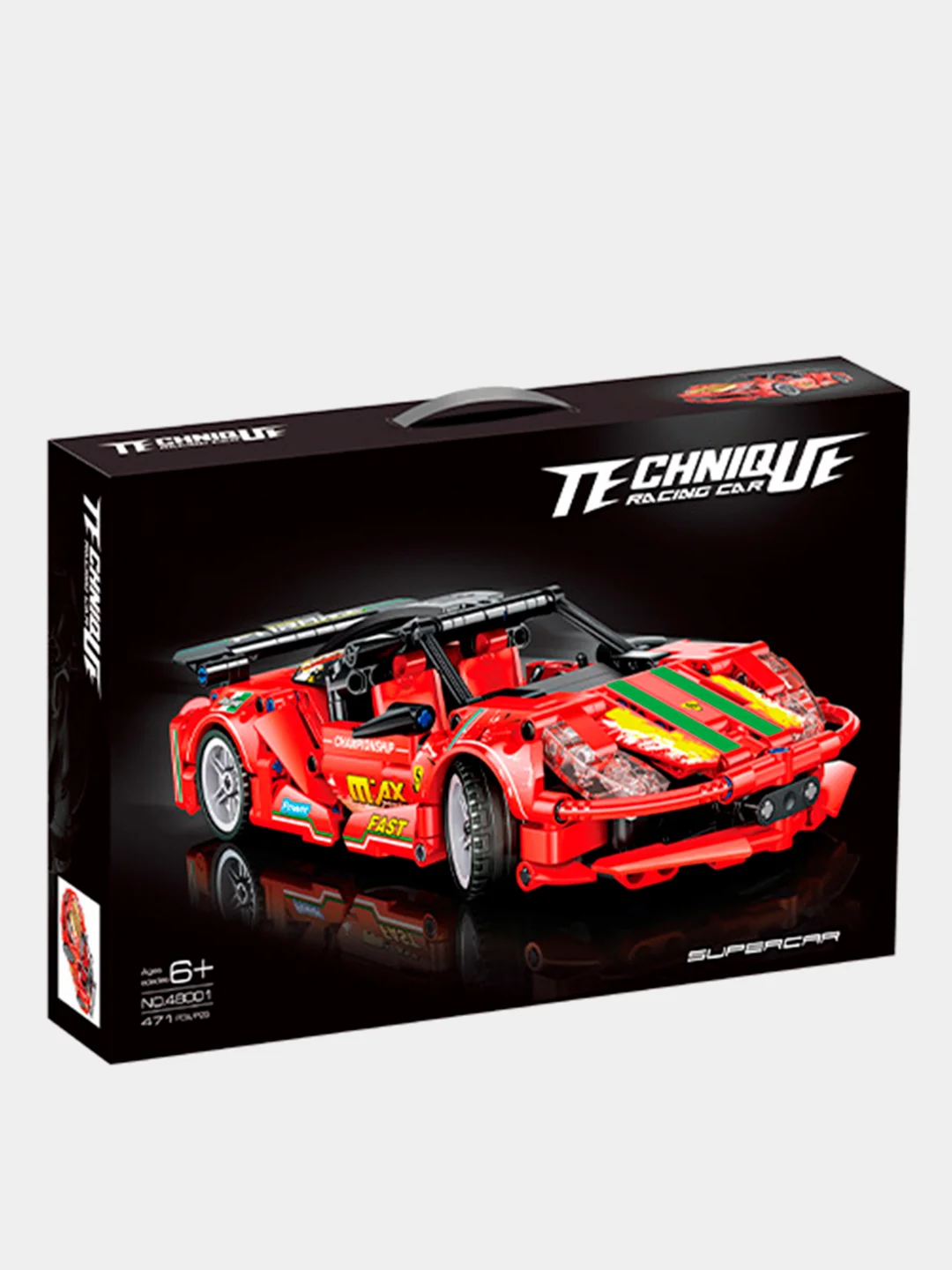Красный конструктор-техник "Technique Car" с инерционным механизмом