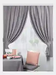 Тёмно-серый шторы кухонные, 2 штуки, с подхватами, 136*180 см, канвас, для кухни, дома, дачи, Altali