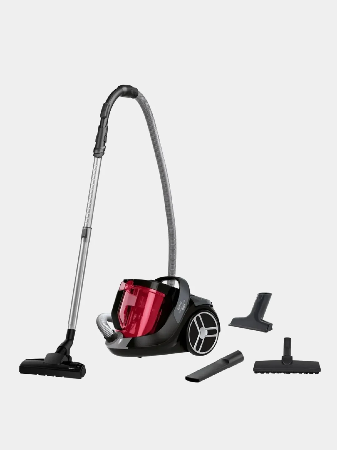 Пылесос Tefal Silence Force Cyclonic TW7233EA, 550Вт, красный/серый