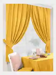 Желтый шторы кухонные, 2 штуки, с подхватами, 136*180 см, канвас, для кухни, дома, дачи, Altali