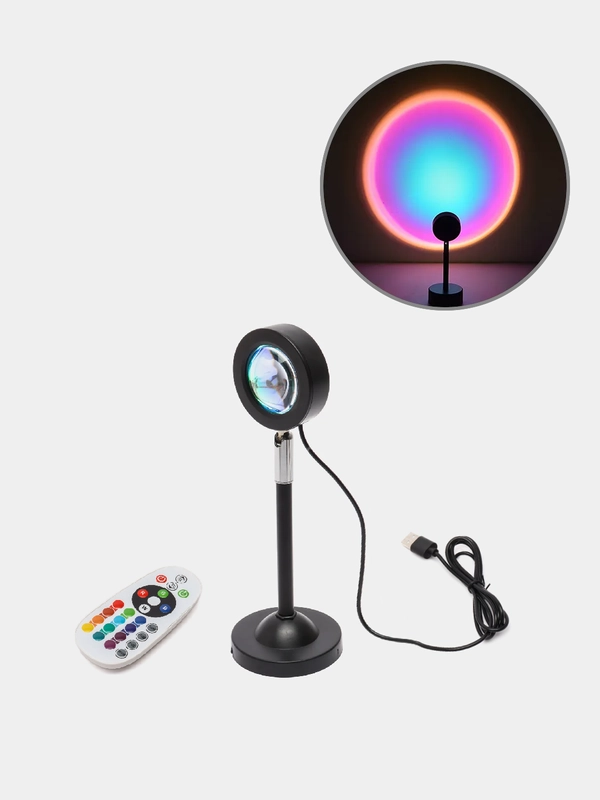 Ночник-светильник с пультом, USB, LED, RGB, фоновая подсветка на 16 цветов, лампа закат