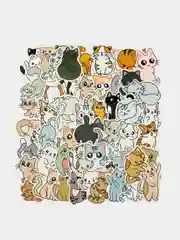 Лайм набор наклеек с кошками, стикеры котики и лапки, детские, для девочек, 50 штук