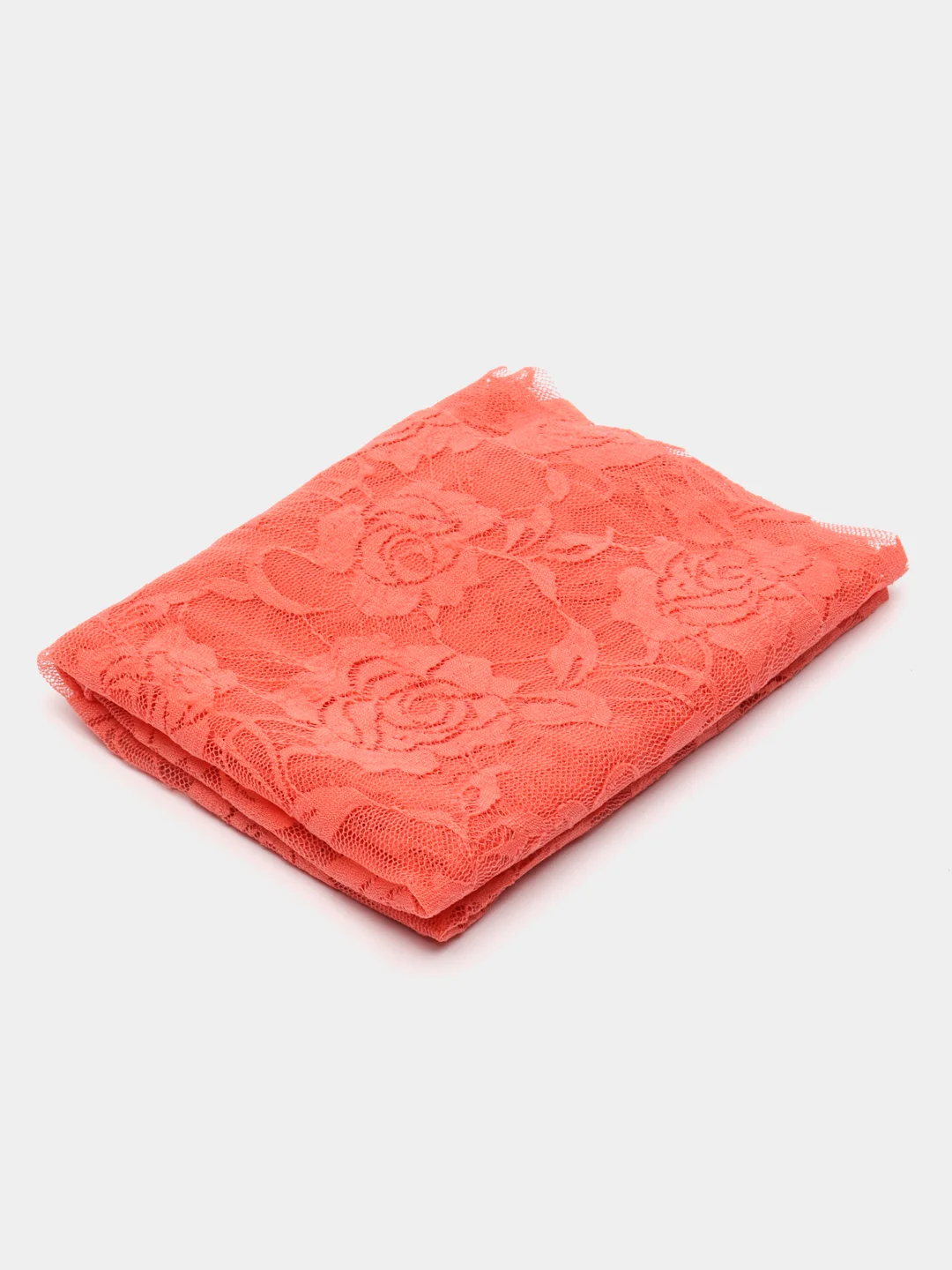 Кораллово-розовый гипюр, кружево стрейч. Размер 30 / 140-150 см