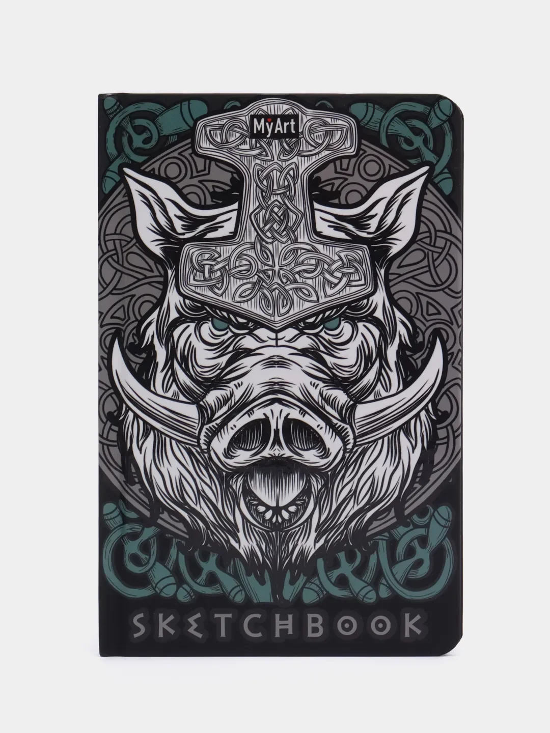 Тёмно-бирюзовый блокнот 64 листа 116х180 мм. Скетчбук MyArt "Кельтские мотивы" 120 г/м2. Проф-Пресс