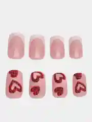 Алый накладные ногти с дизайном френч, 24 штуки