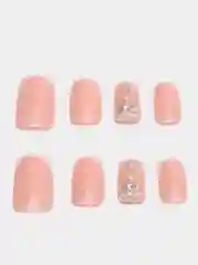 Коралловый накладные ногти с дизайном френч, 24 штуки