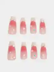 Кораллово-розовый накладные ногти с дизайном френч, 24 штуки