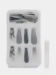 Зелёный хаки накладные ногти с дизайном, 24 штуки + клей