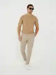 Бежевый футболка мужская BEJAMPER, классическая, хлопковая