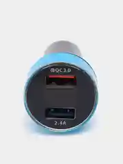 Голубой разветвитель прикуривателя, автомобильное зарядное устройство, 2 USB порта, вольтметр