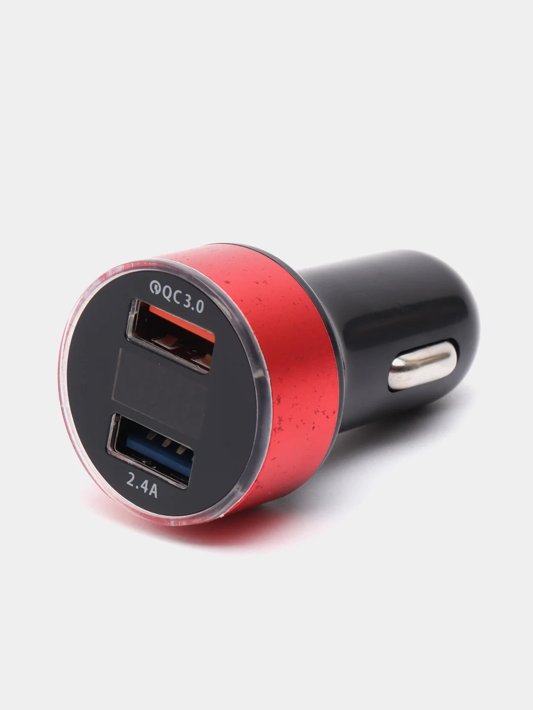 Красный разветвитель прикуривателя, автомобильное зарядное устройство, 2 USB порта, вольтметр