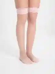 Розовый чулки женские, с кружевным верхом