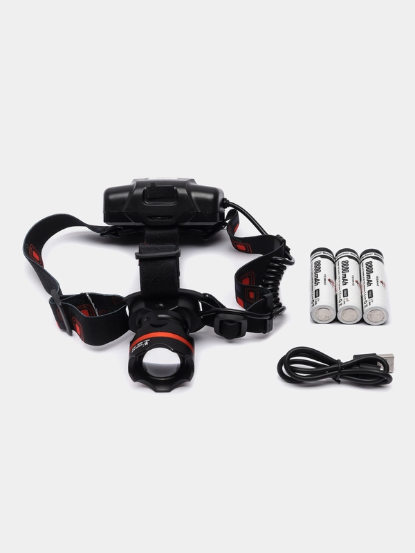 Фонарь аккумуляторный налобный FA-XQ233-P90, ZOOM, micro USB