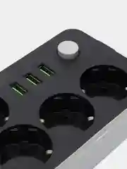 Хром удлинитель с USB разъёмами 2 метра, сетевой фильтр с заземлением на 7 разъемов