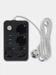 Хром удлинитель с USB разъёмами 2 метра, сетевой фильтр с заземлением на 7 разъемов