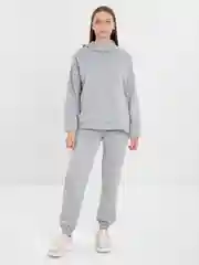 Серый женский спортивный, утепленный, флисовый костюм
