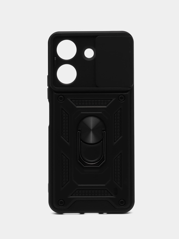 Чехол для Xiaomi Redmi 13C / Poco C65 противоударный, с металлической подставкой кольцом