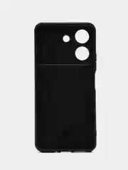 Угольный чехол для Xiaomi Redmi 13C / Poco C65 противоударный, с металлической подставкой кольцом