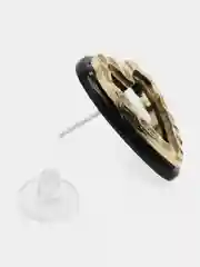 Серьги женские черные сердечки с золотым обрамлением