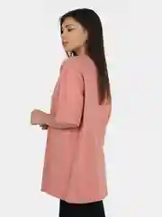 Розовый футболка женская, оверсайз, удлиненная