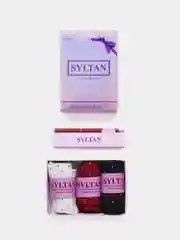 Черный носки женские с ионами серебра Syltan, подарочный набор 3 пары с ручкой в коробке