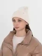 Бежевый шапка женская с флисом