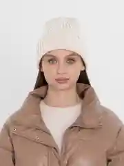 Бежевый шапка женская с флисом