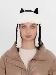 Черный шапка ушанка с ушками