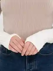 Белый перчатки без пальцев теплые/Митенки рукава женские вязаные/Перчатки аниме/3 цвета