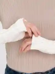 Белый перчатки без пальцев теплые/Митенки рукава женские вязаные/Перчатки аниме/3 цвета