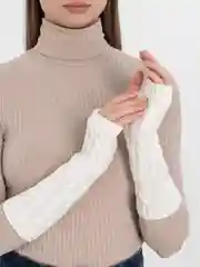 Белый перчатки без пальцев теплые/Митенки рукава женские вязаные/Перчатки аниме/3 цвета