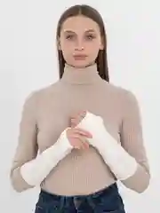 Белый перчатки без пальцев теплые/Митенки рукава женские вязаные/Перчатки аниме/3 цвета