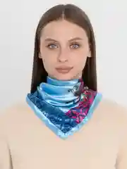 Голубой бандана,платок женский,повязка на голову,шарф, повязка для волос,косынка на голову 50*50