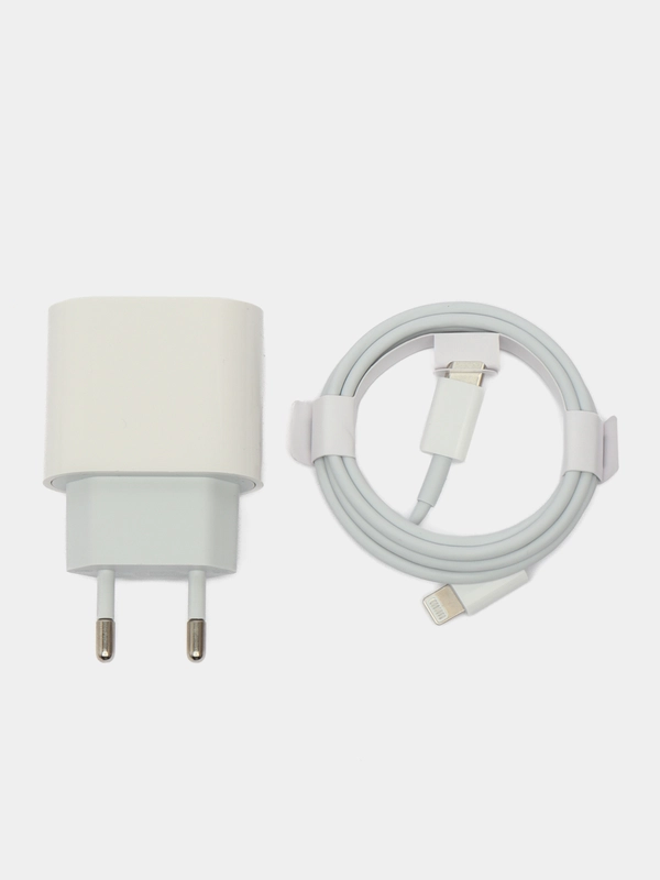 Сетевое зарядное устройство на iPhone, быстрая зарядка, комплект адаптер W20 и провод
