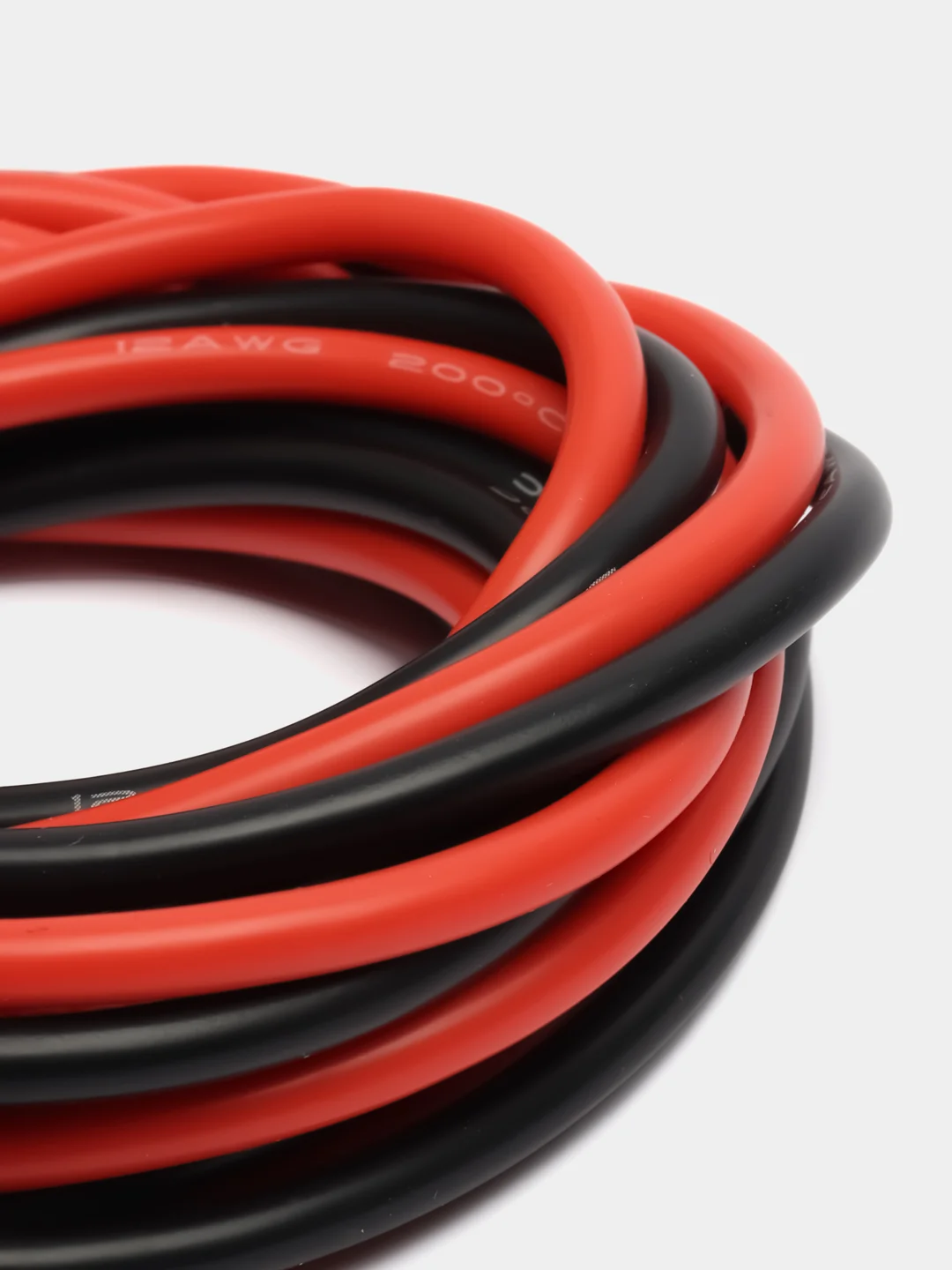 Кабель 12AWG луженая медь 1*3.4мм (термостойкий силикон 680 жил) (2м красный + 2м черный)