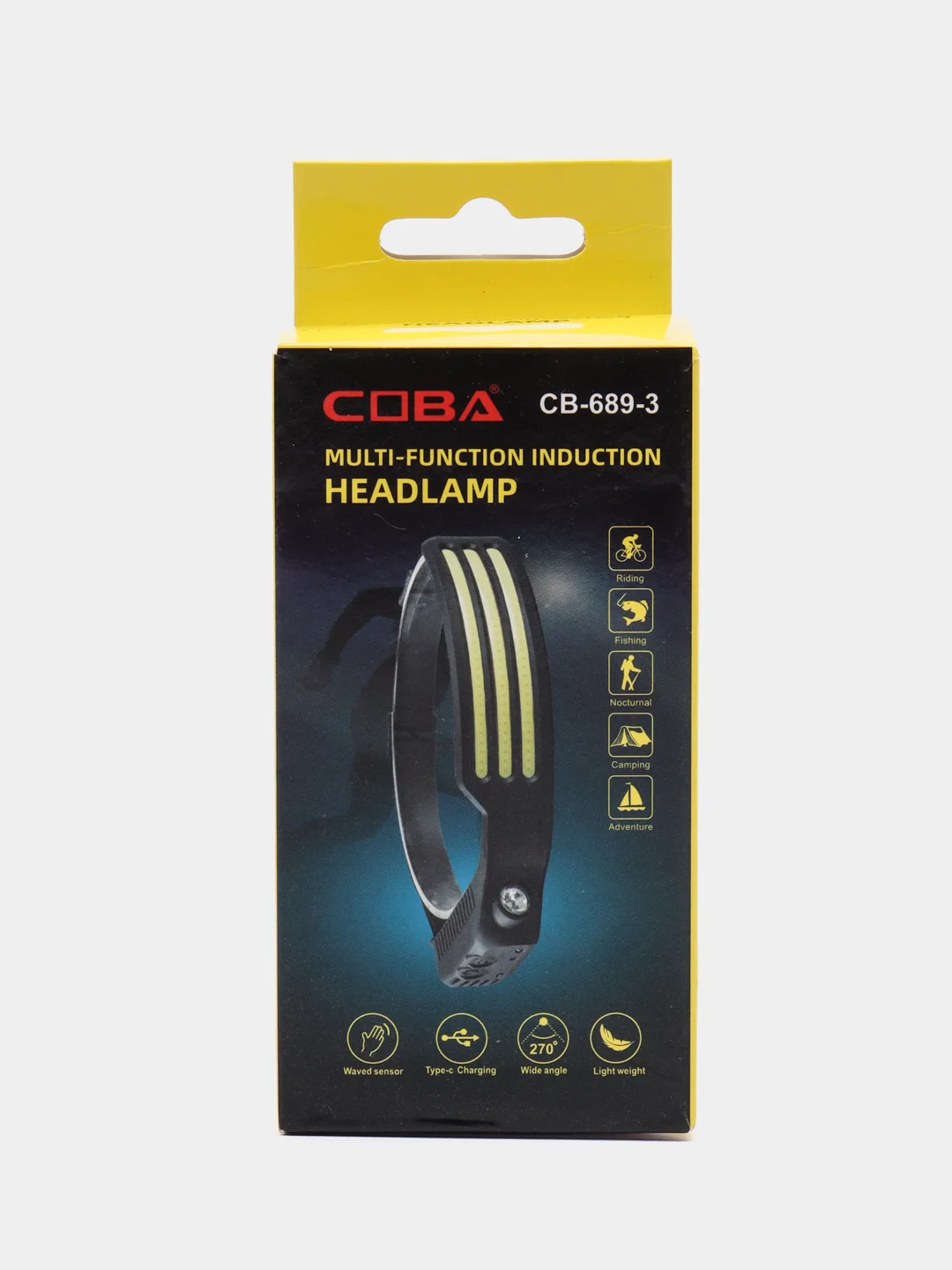Фонарь налобный диодный "Coba", заряжаемый от USB, белый свет, аккумуляторный