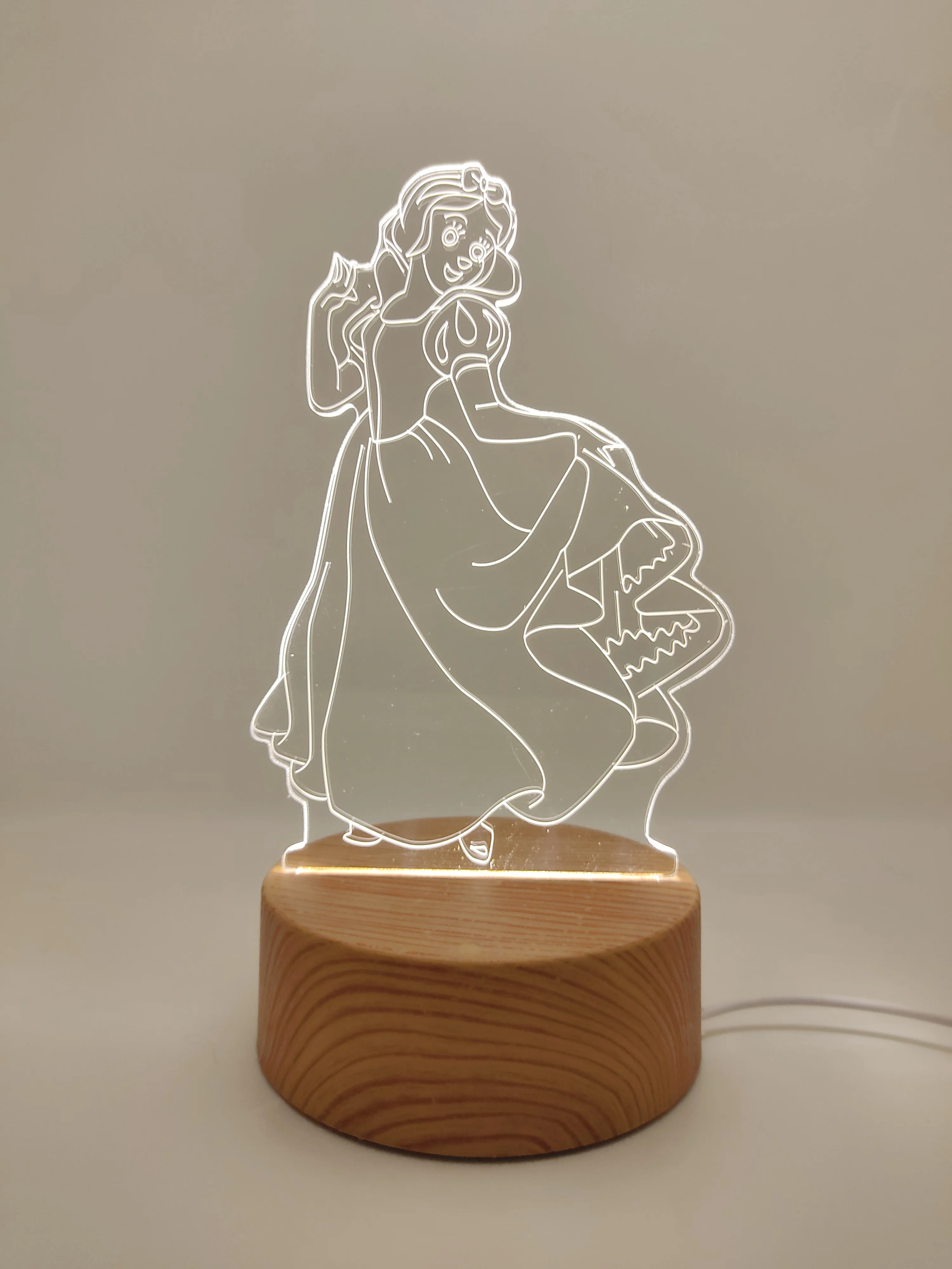 Прозрачный подарочный 3D светильник-ночник, с кнопкой вкл/выкл, питание USB, подарок на 8 марта