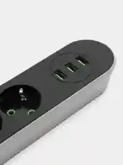 Хром удлинитель с USB разъёмами 2 метра, сетевой фильтр с заземлением на 7 разъемов